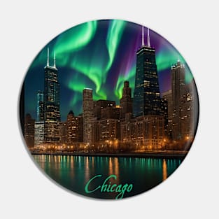 Northern Lights Over Chicago Pin