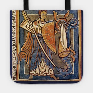 ST. MICHAEL ARCHANGEL WITH DRAGON Antique Tapestry Tote