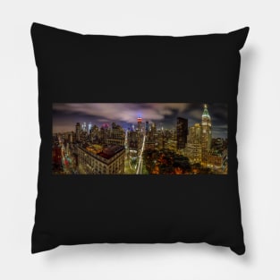 Manhattan Skyline at Night Pillow