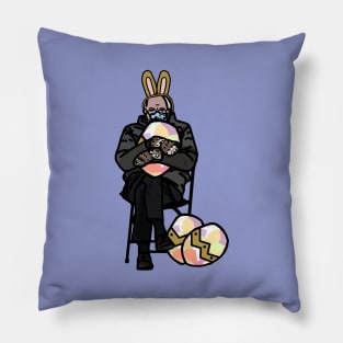 Happy Easter Bunny Ears on Funny Bernie Sanders Pillow