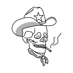 Western Cowboy Hat Skull Smoking T-Shirt