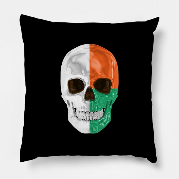 Madagascar Flag Skull - Gift for Malagasy With Roots From Madagascar Pillow by Country Flags