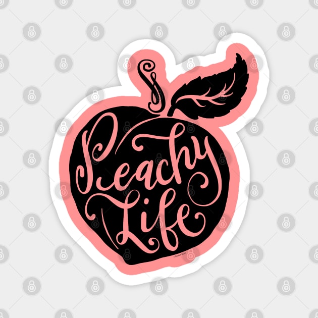 Peachy Life Peach Artwork Graphic Illustration Magnet by DoubleBrush