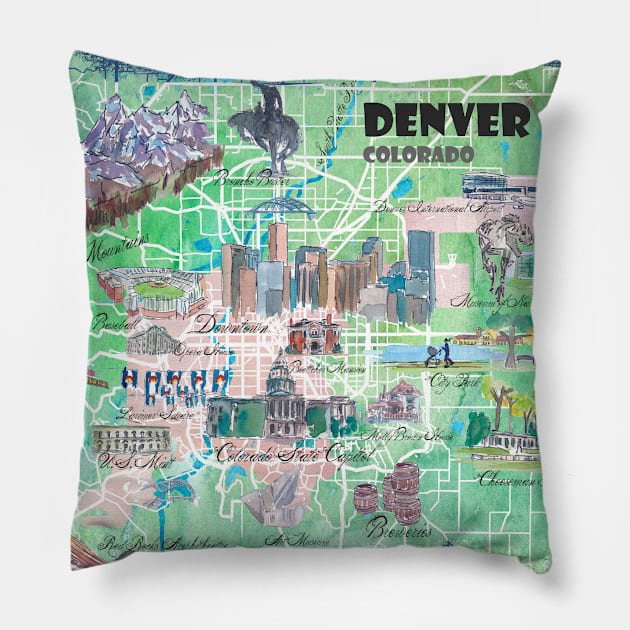 Denver, Colorado Pillow by artshop77