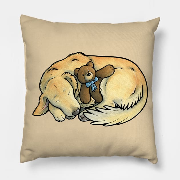 Sleeping Golden Retriever Pillow by animalartbyjess