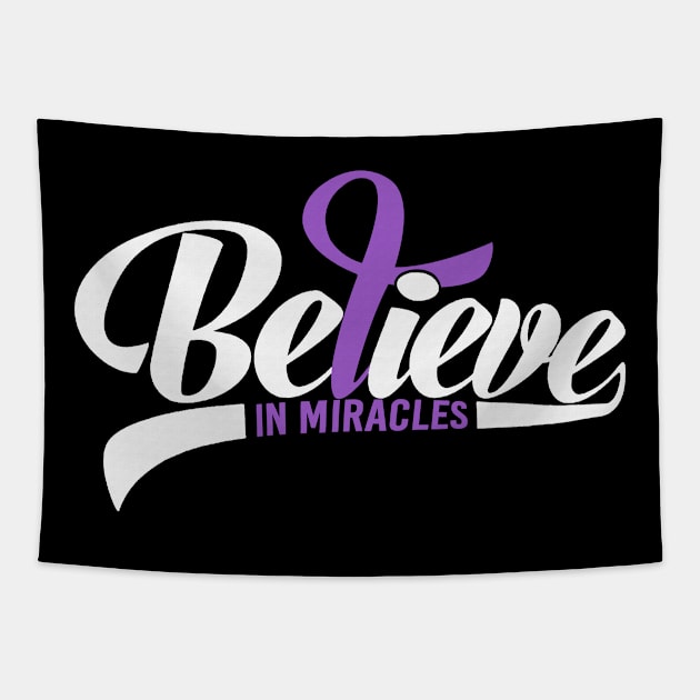 Believe In Miracles Gastric Cancer Awareness Periwinkle Ribbon Warrior Support Survivor Tapestry by celsaclaudio506