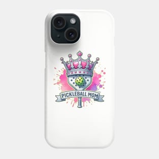 Pickleball Mom, Crown, pickleball paddle, ball, pink pickleball Phone Case