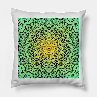 Jade Green Gradient Mandala Pillow