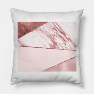 Spliced mixed pinks rose gold marble Pillow