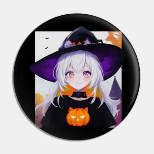 Enchanting World: Portrait of a Young Witch Girl Pin