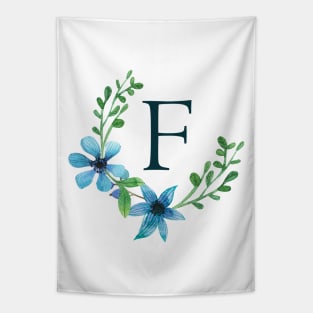 Floral Monogram F Pretty Blue Flowers Tapestry