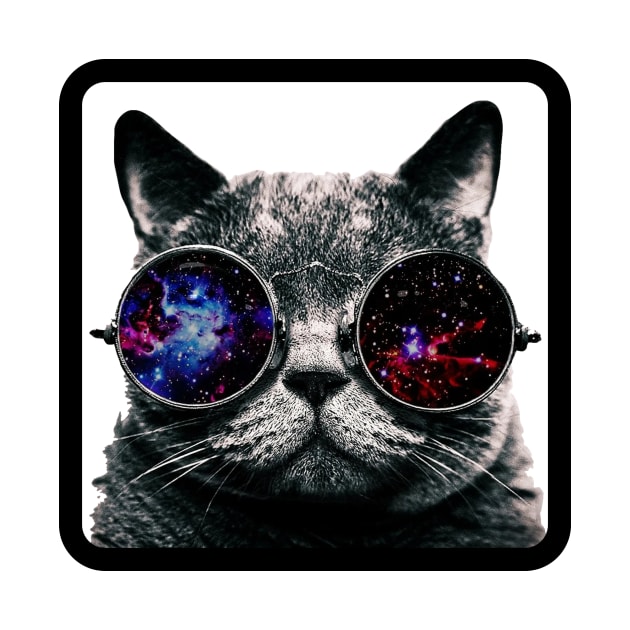 Cat with universe glasses by stkUA