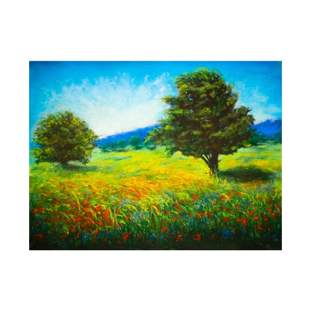 Pastel painting - Poppy field by redwitchart