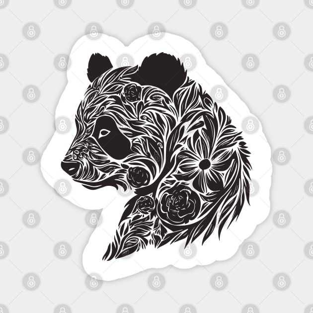 Floral Panda – The Cutest Bear Meets Botanical Elegance Magnet by TuncGK
