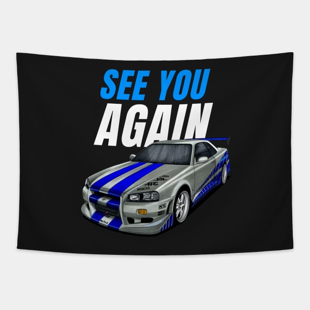 See you again { Paul walker's Skyline GTR } Tapestry by MOTOSHIFT