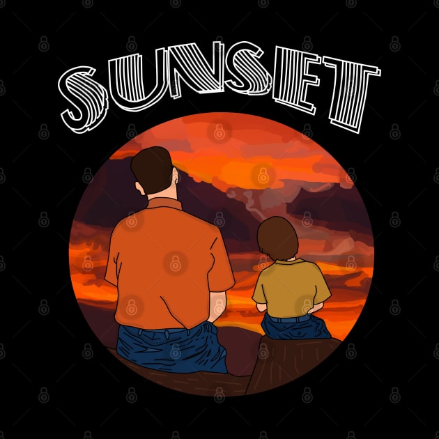 Father - Son Sunset Watch - Perfect Gift for Father's Day and family bonding moments by Vtheartist