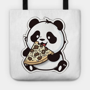 Cute Cartoon Panda Eating Pizza Funny Kawaii Tote