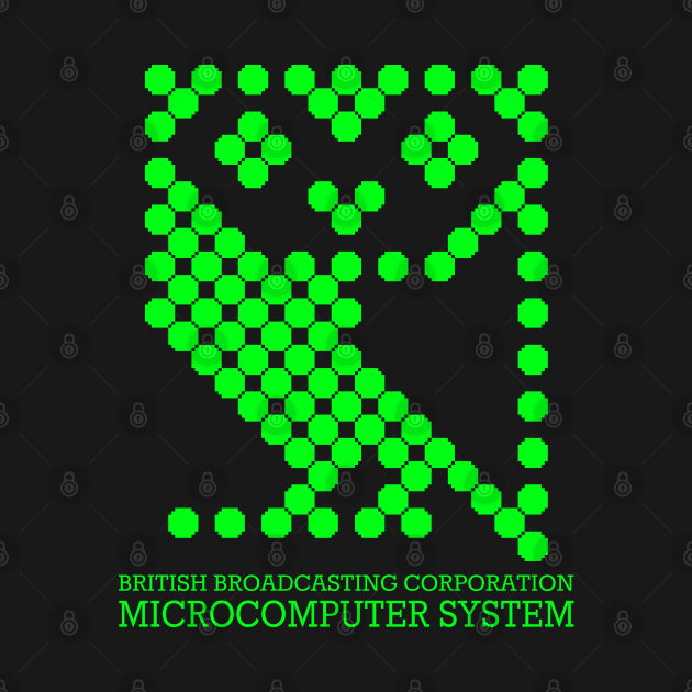 BBC Microcomputer 1980s Owl Logo in Green by Out of Memory