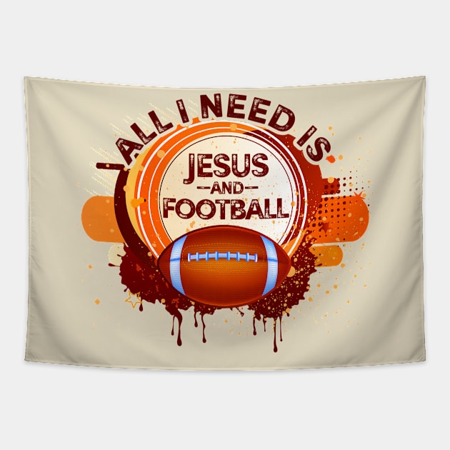 Jesus and Football Tapestry by The Lucid Frog