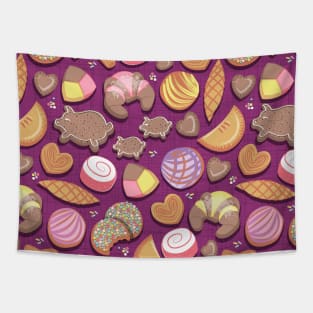 Mexican Sweet Bakery Frenzy // pattern // pink background pastel colors pan dulce Tapestry