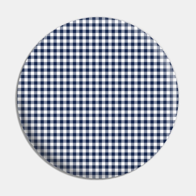 Gingham Checkered Buffalo Plaid Navy Blue and White Pattern Pin by squeakyricardo