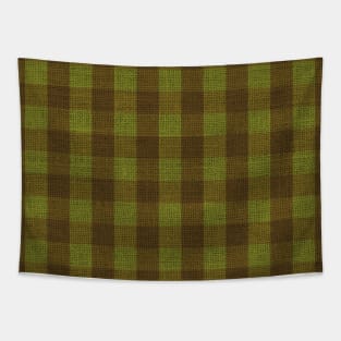 Winter Brown and Green Checkerboard Plaid Christmas Burlap Cloth Tapestry