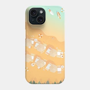 Beach, top view, summer accessories illustration Phone Case