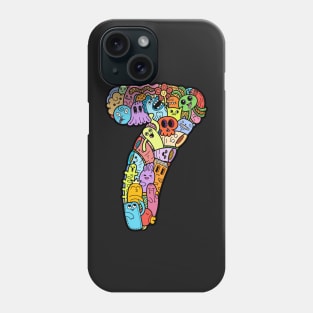 Number 7 seven - Funny and Colorful Cute Monster Creatures Phone Case