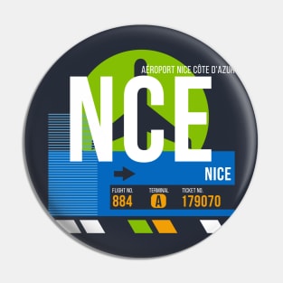 Nice (NCE) Airport // Retro Sunset Baggage Tag Pin