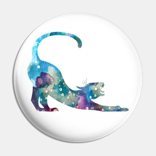 Stretching Cat Watercolor Painting Pin