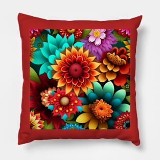 Flower Pattern - Vibrant Blooms Pillow