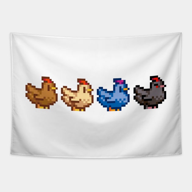 4 Chickens Stardew Valley Tapestry by r9440