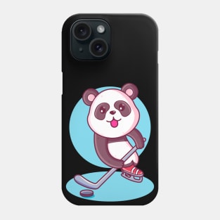 Cute Kawaii Panda Playing Ice Hockey Phone Case