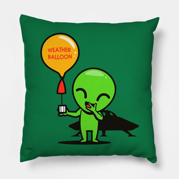 Weather Balloon Funny Cute Original Cute Alien Cartoon Pillow by Originals By Boggs