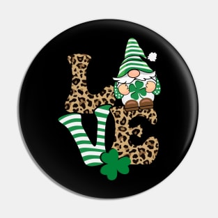 Love St. Patrick's Day Gnome Leopard Print Pin