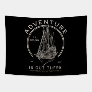 Adventure Is Out There, Vintage/Retro Design Tapestry