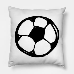 Soccer Ball Doodle Black Pillow