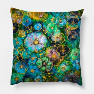 Floral abstract turquoise Pillow