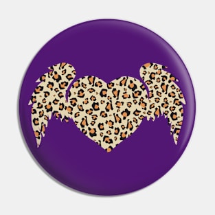 Leopard Print Winged Heart Pin