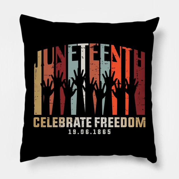 Juneteenth Celebrating Black Freedom, Black History Pillow by UrbanLifeApparel