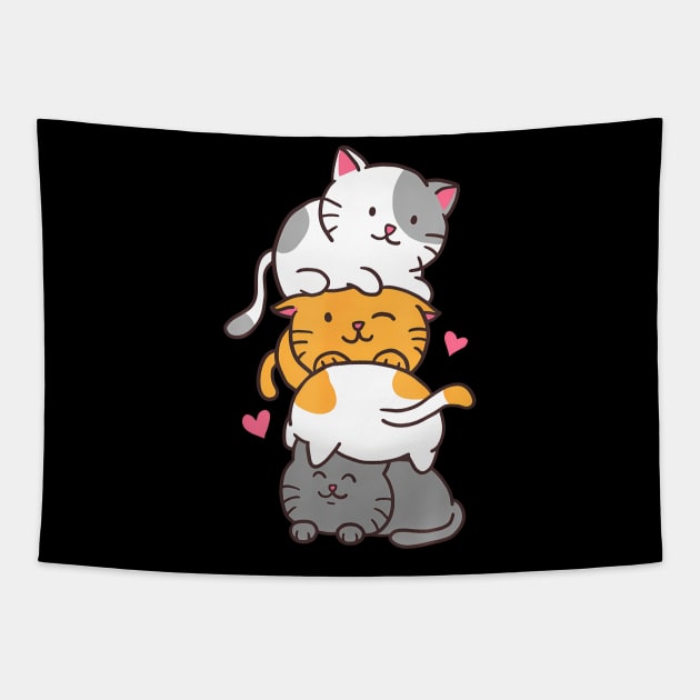 Cat Cats Cute Kitty Pile Anime Kawaii Neko Tapestry by vulanstore