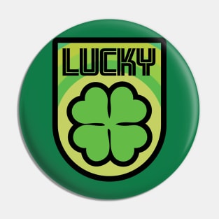 Lukcy, Retro Clover Hipster Badge for St Patrick's Day Pin