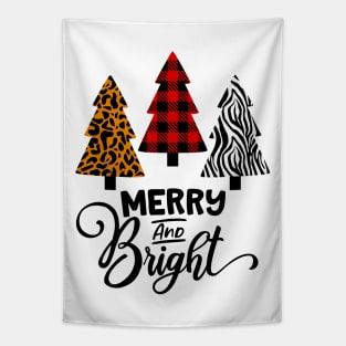 Merry And Bright Patterned Christmas Tree Tapestry