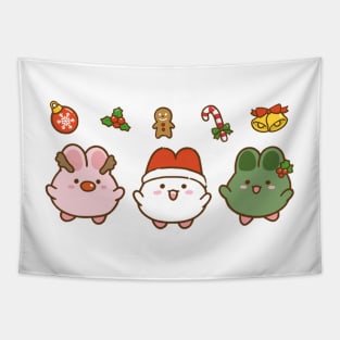 Cute Bunnies Christmas Tapestry