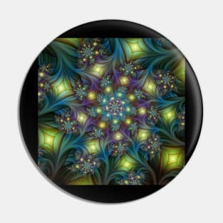 Illuminated, Modern Colorful Fractal Pattern Pin