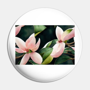 Magnolia Grandiflora Watercolor Painting Pin