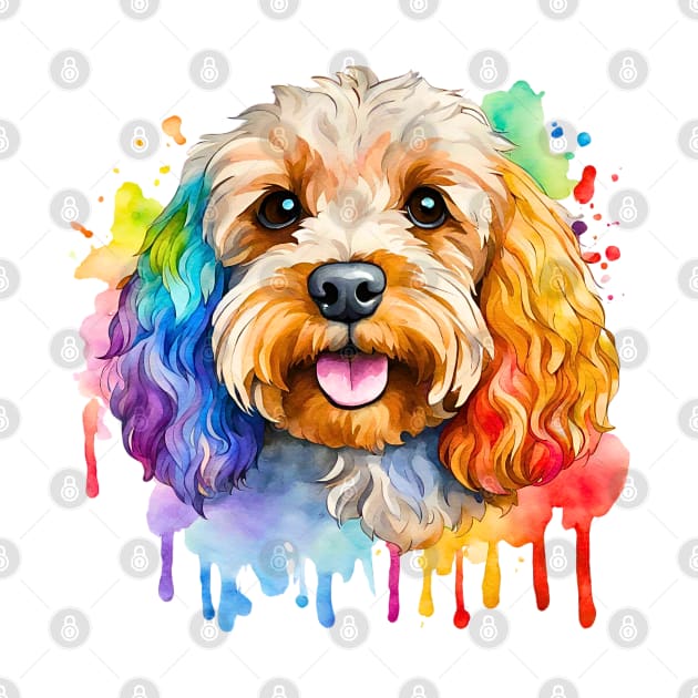 Cockapoo Watercolor Portrait by Doodle and Things