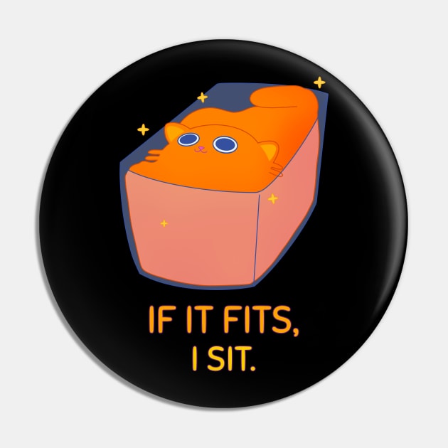 If It Fits, I sit, Funny Cat Pin by Bluzzkar