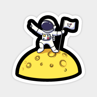 Astronaut Holding Flag On Moon Magnet