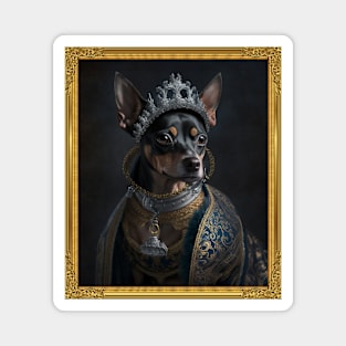 Black Mini Pinscher - Medieval Queen  (Framed) Magnet